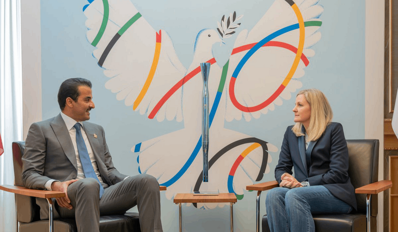 Sheikh Tamim bin Hamad Al-Thani with Kirsty Coventry